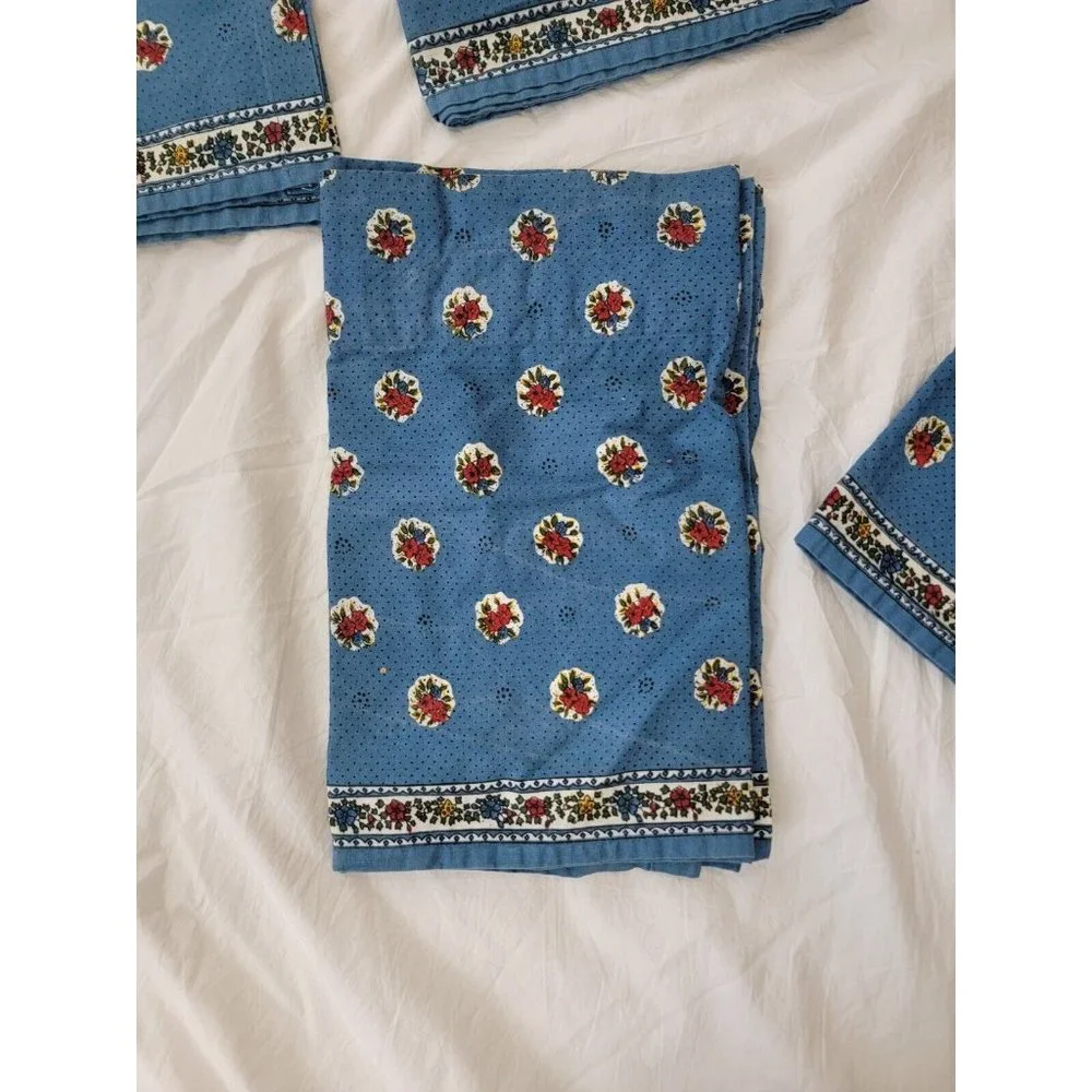CHOOSE QUANITY Country French Pleated Valance Blue Red Floral Clean 71 x 14.5‎